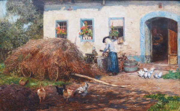 Hugo Charlemont, Gemälde, Am Bauernhof