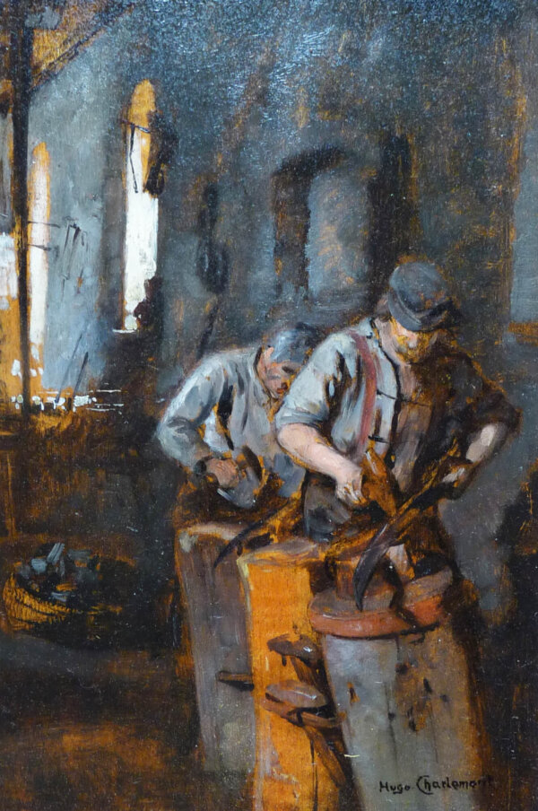 Hugo Charlemont, Gemälde, In der Schmiede