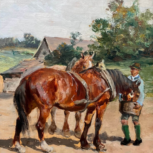 Julius von Blaas, Bauer mit zwei Pferden