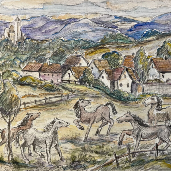 Franz von Zülow, Pferde in ländlicher Idylle